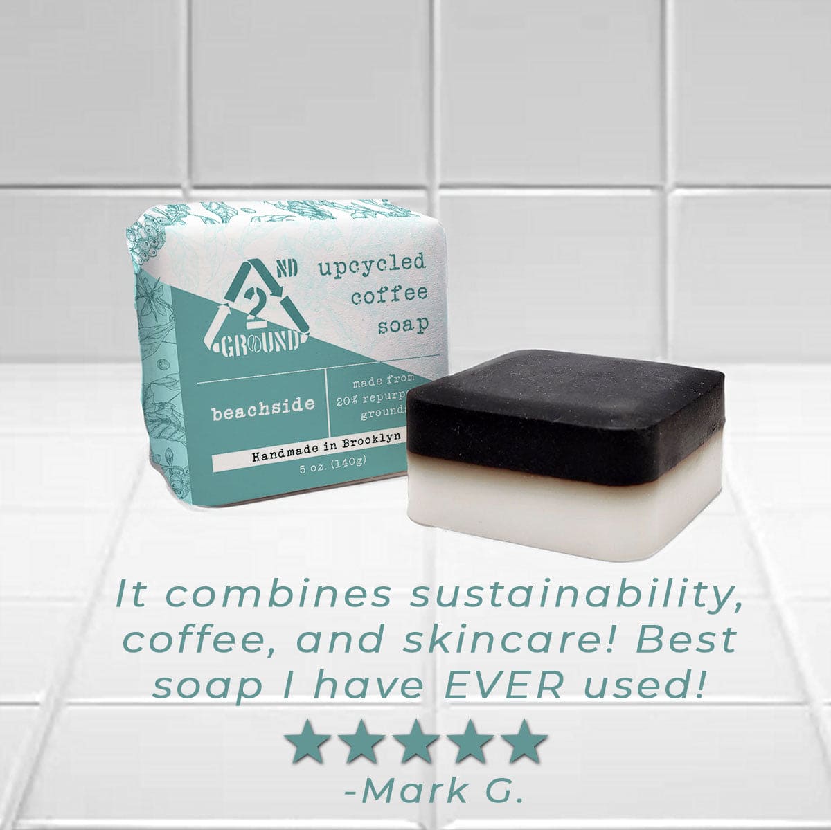 Customer review of beachside upcycled coffee soap