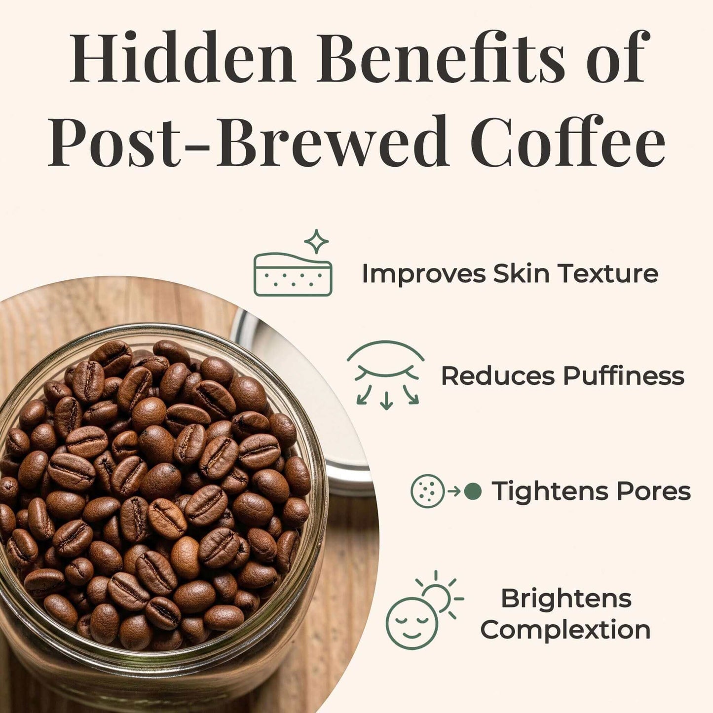 Upcycled coffee grounds next to sustainable soap bar showing benefits of post-brewed coffee