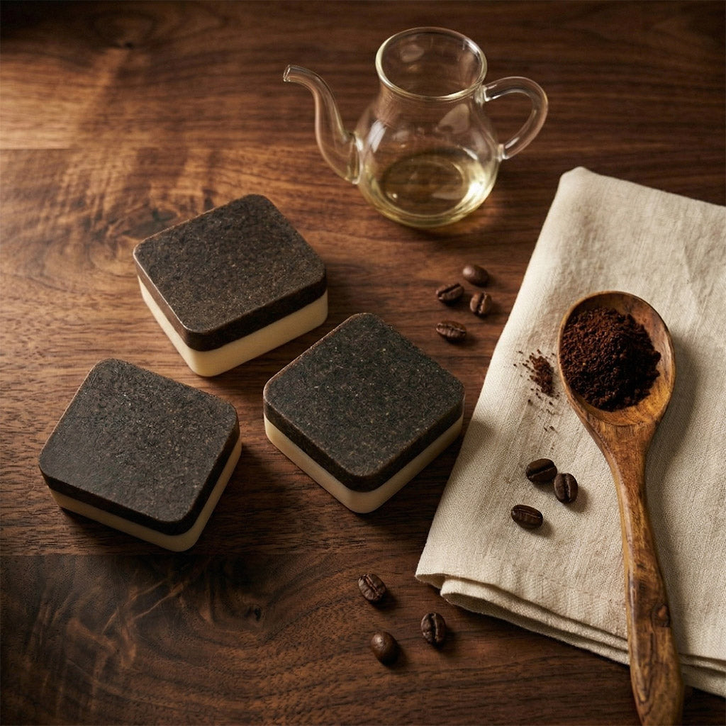 upcycled espresso grounds used in 2nd Ground skincare soap bar