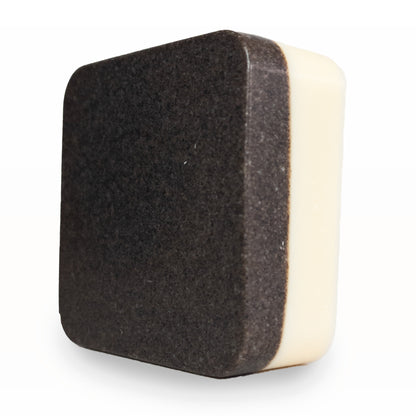 Unpackaged 2nd Ground upcycled coffee soap bar, zero-waste dual-layer design.