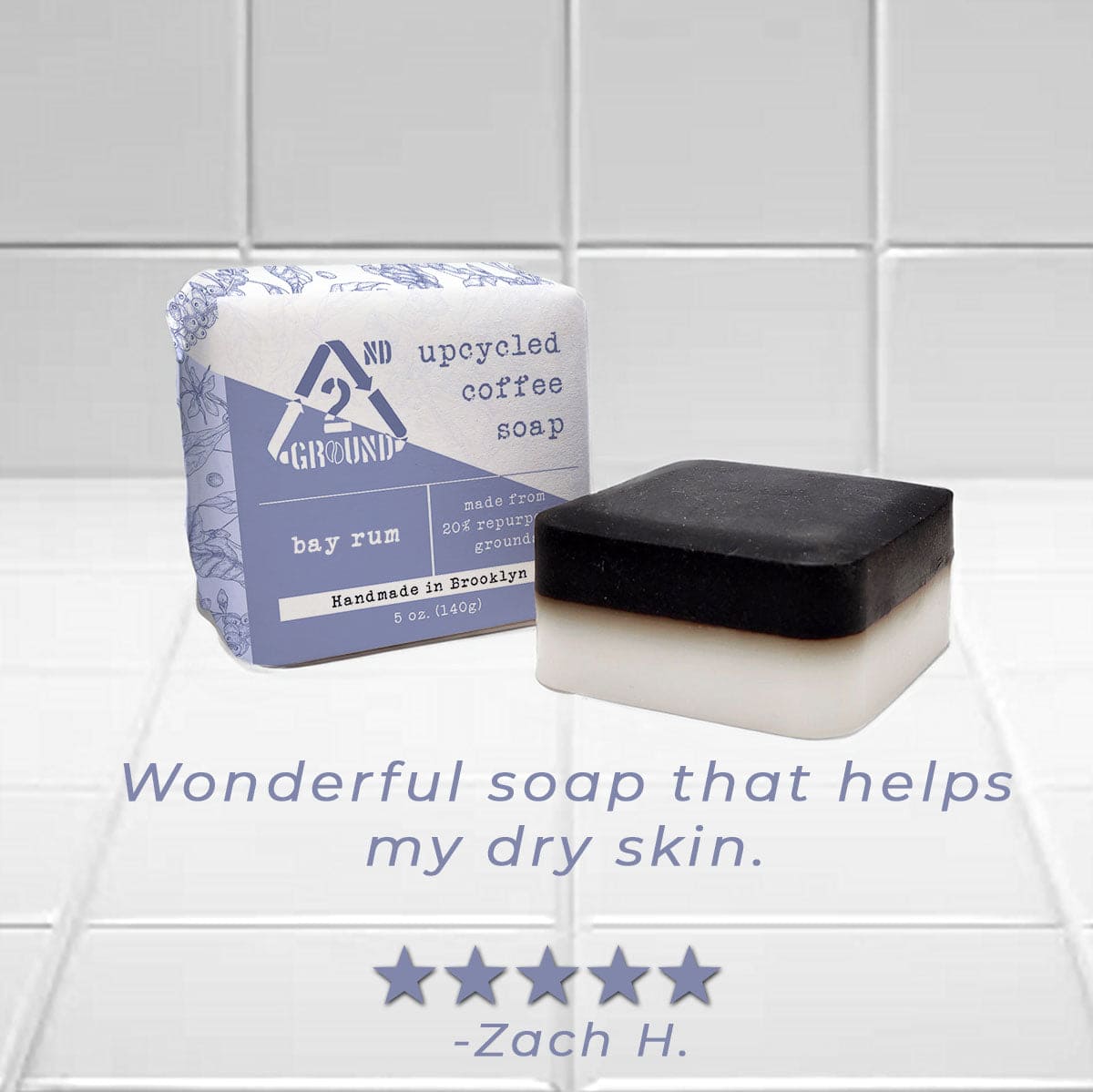 Customer review of bay rum upcycled coffee soap