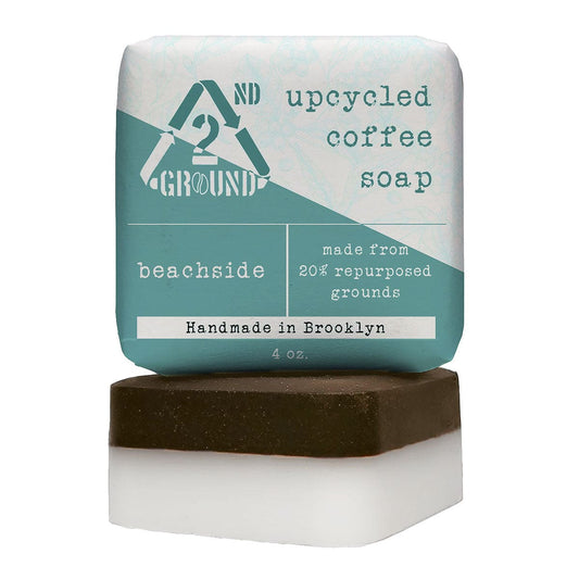 Front view of beachside upcycled coffee soap