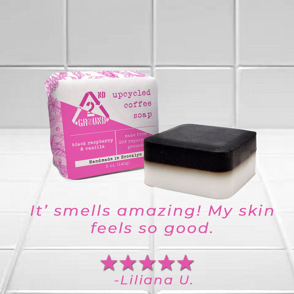 Customer review of black raspberry and vanilla upcycled coffee soap