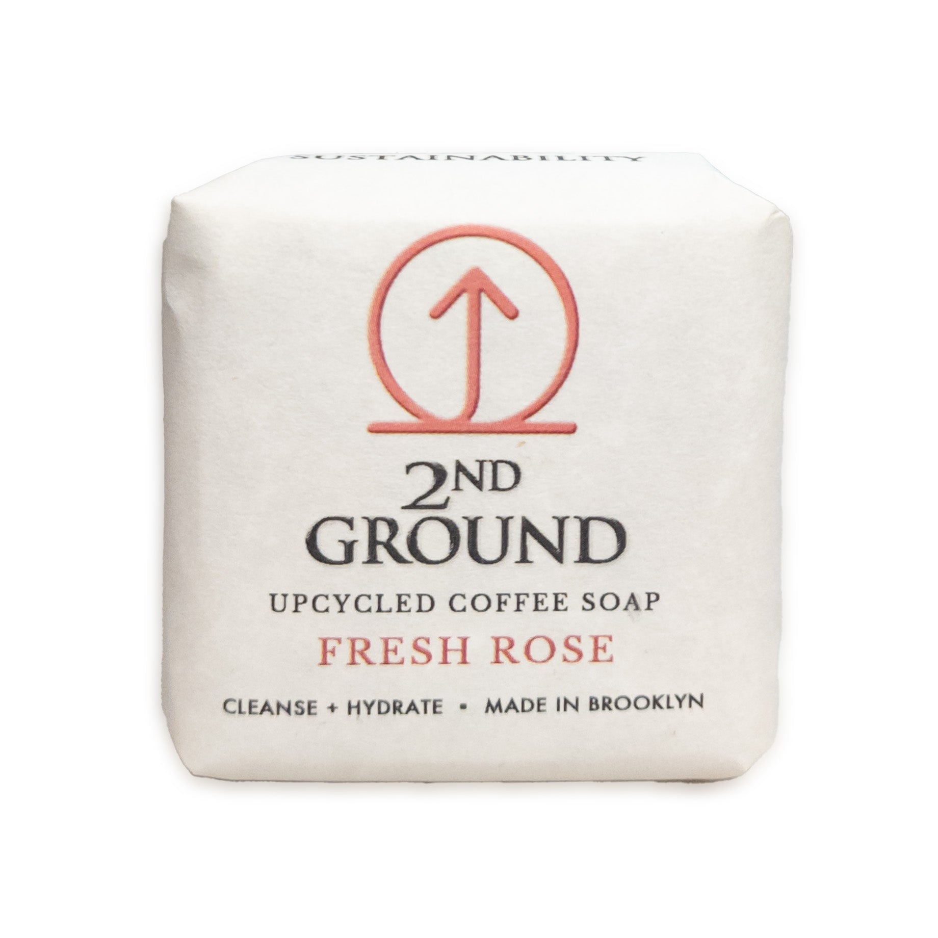 Lavender BOGO Set (Buy Full Size, Get Rose Guest Bar Free) - Fresh Rose soap bar with upcycled coffee grounds.