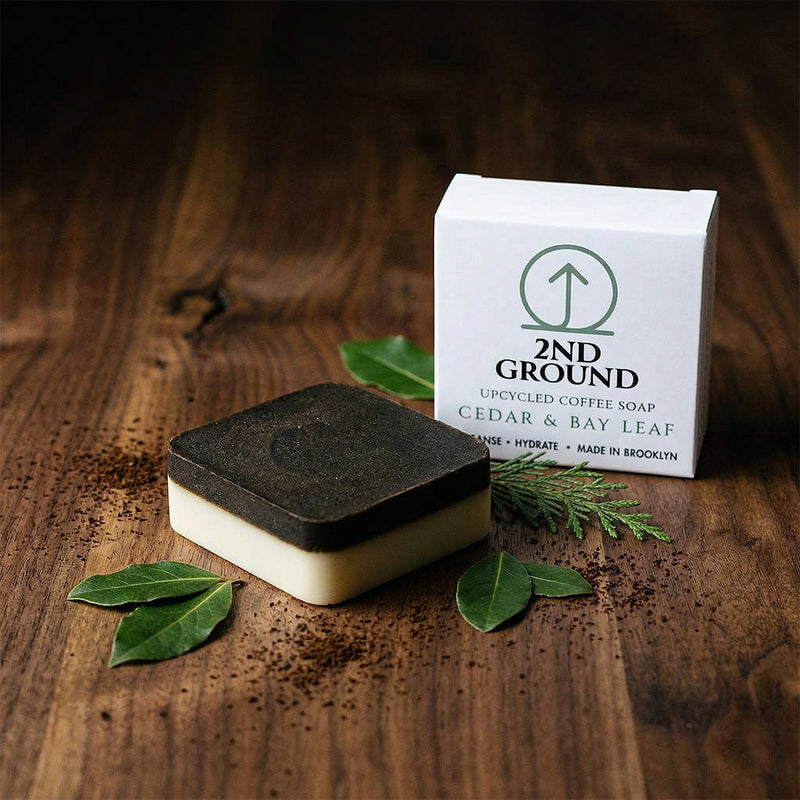 Cedar & Bay Leaf Coffee Soap — 2-in-1 Exfoliating Bar
