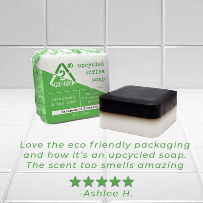 Customer review of cedarwood and bay leaf upcycled coffee soap