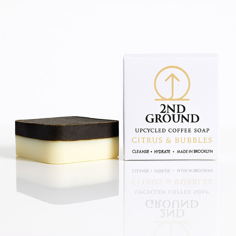3-Bar Pack (Most Popular) upcycled coffee grounds 2-in-1 exfoliating soap bar from Brooklyn, natural scrub delight.