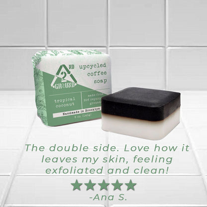 Customer review of coconut upcycled coffee soap