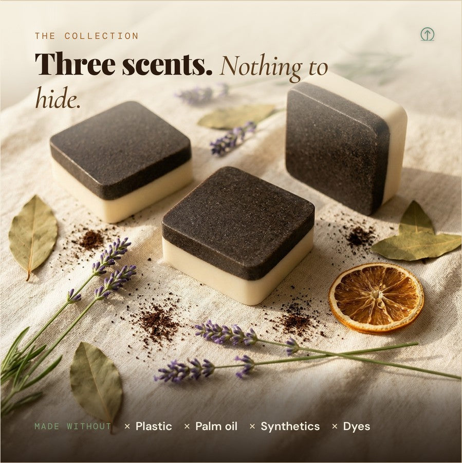 Three 2nd Ground scents — Lavender, Cedar & Bay Leaf and Citrus & Bubbles — with lavender, bay leaves and dried orange