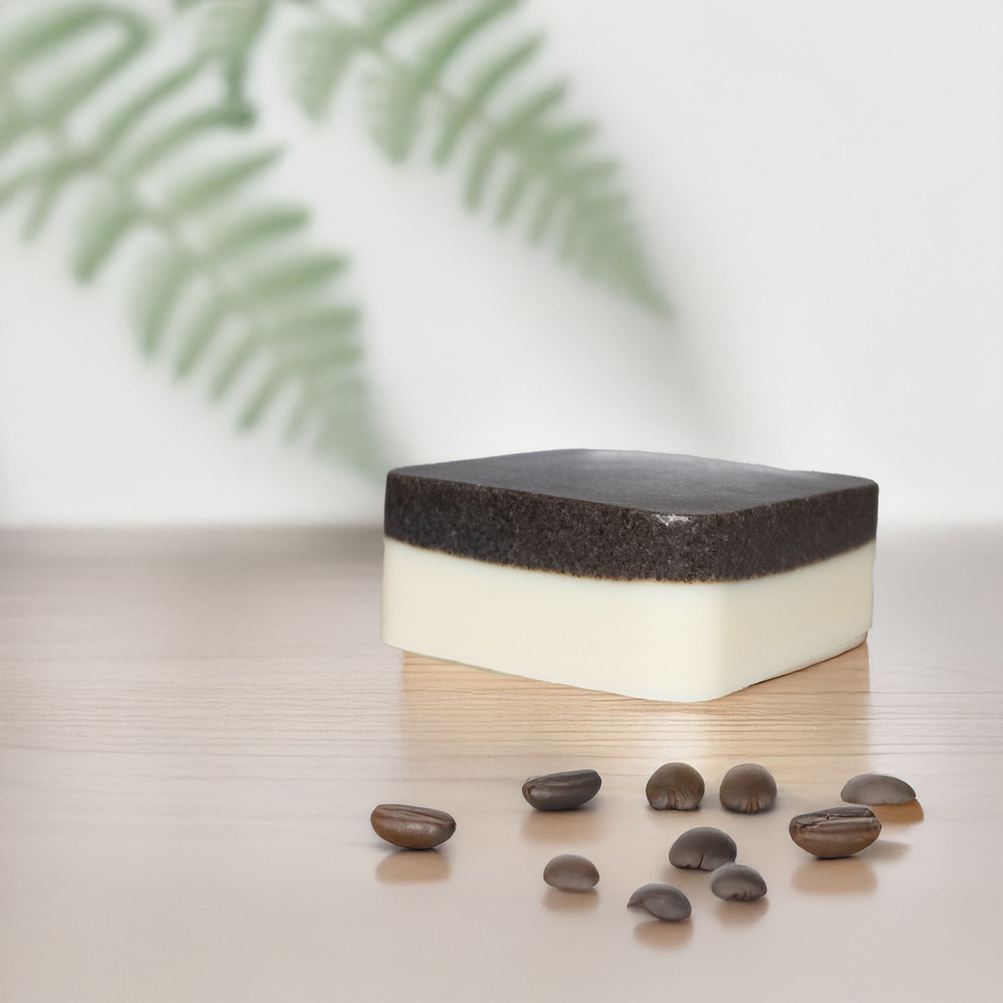 2nd Ground upcycled coffee soap in lifestyle scene, eco-friendly plastic-free skincare
