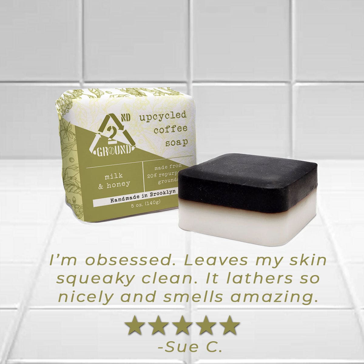 Customer review of milk and honey upcycled coffee soap