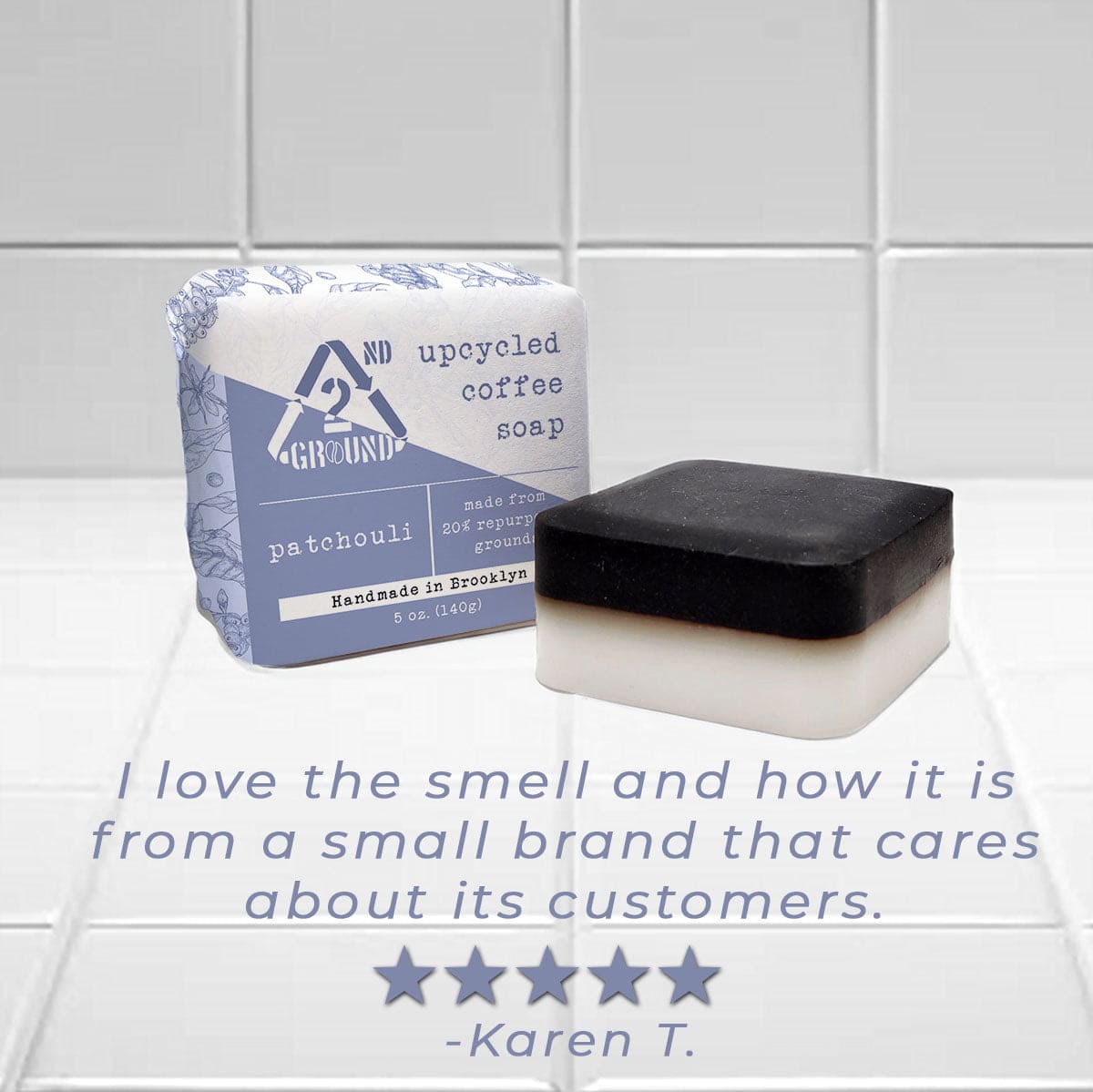 Customer review of patchouli upcycled coffee soap