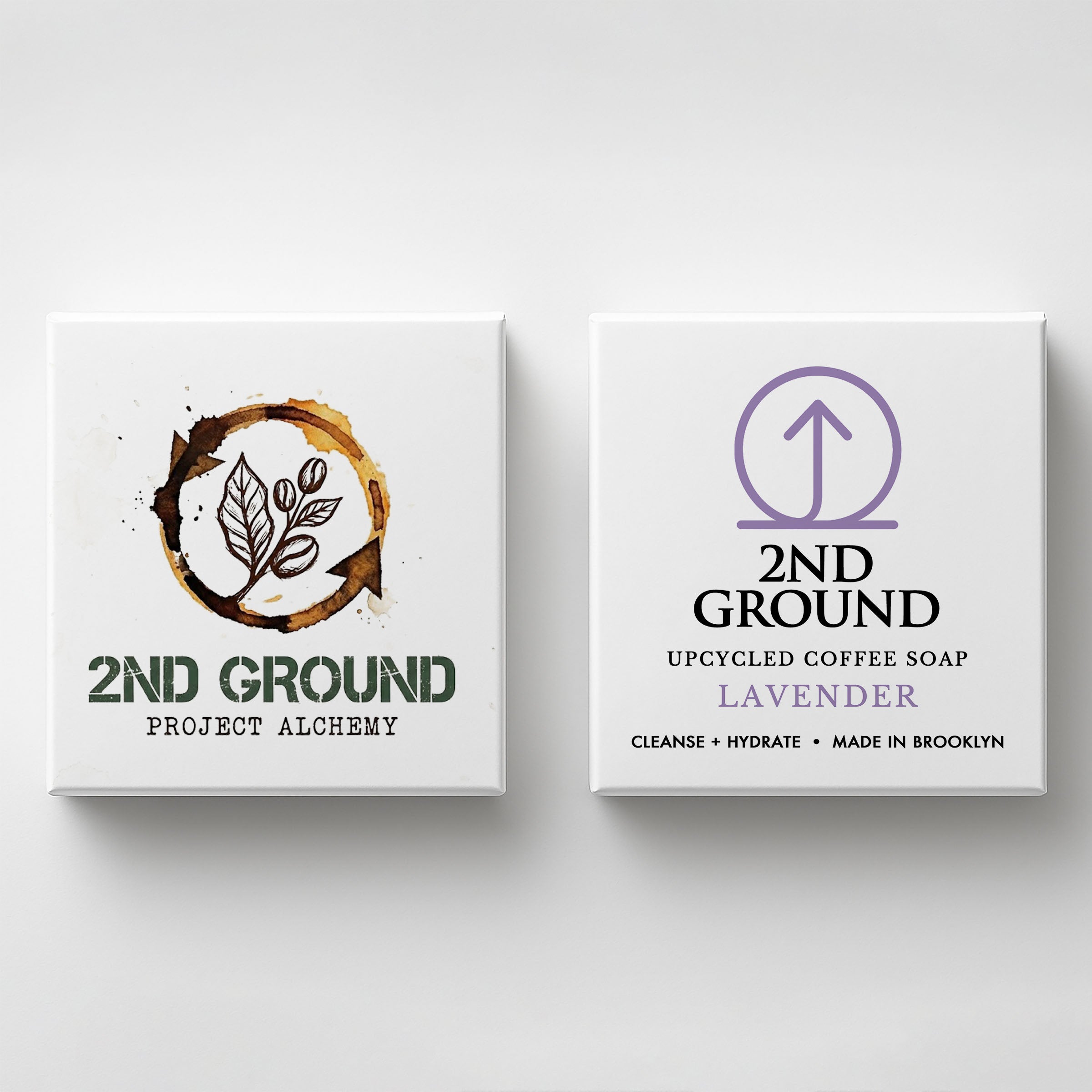 Double Shot - 2 Pack of Upcycled Coffee Soaps featuring 2nd Ground Project Alchemy and Lavender.
